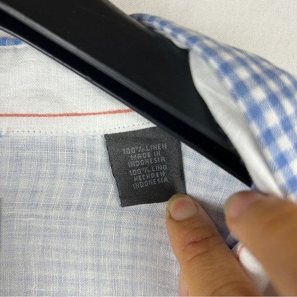 Tricots St Raphael 100% linen button Gingham shirt XL - Picture 4 of 6